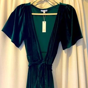 Baltic Born NWT Emerald Green Velvet Wrap Maxi Dress